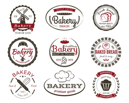 Set of bakery labels, bake badges and design elements, sweets