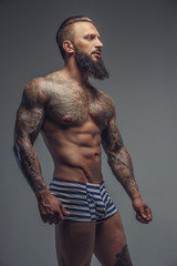 Fototapeta premium Fashionable nude bearded man.