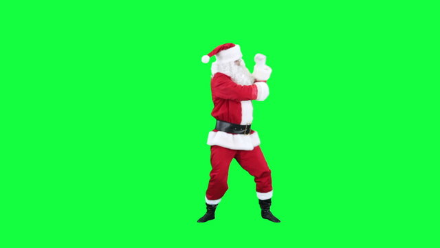 Santa Claus dancing chroma key (green screen). Santa funny dancing isolated on green

