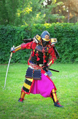 Man in samurai costume with sword. Original Character