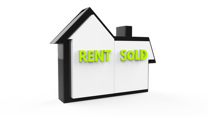 Rent sold icon high quality render on white background
