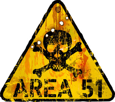 Grungy Area 51 Sign, Vector Illustration