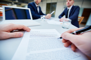 Signing contract