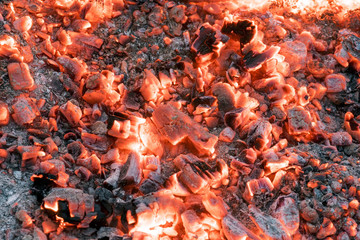 Beautiful fire with bright glowing coals