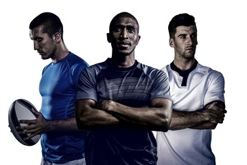 Group of Tough rugby players