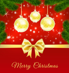 Christmas Greeting Card  with golden balls