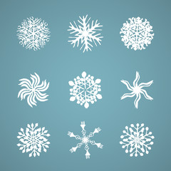 Hand drawn snowflake winter set 