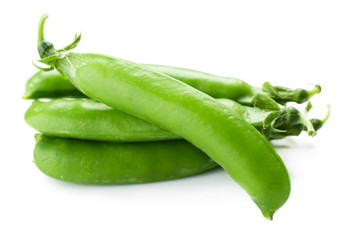 Fresh green peas isolated on white