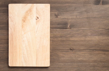 Empty rectangular board on a wooden background