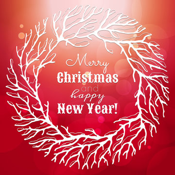 Christmas and New Year illustration with wreath