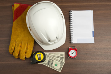 Construction gloves with notebook