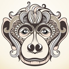 Vector illustration of a monkey, a symbol of New Year 2016