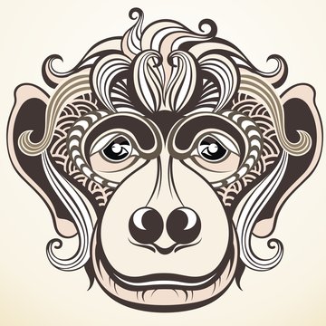 Vector illustration of a monkey, a symbol of New Year 2016