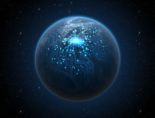 Obraz na płótnie Canvas Planet With Illuminated Network