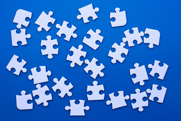 puzzle on blue table