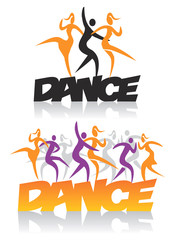 Word dance with dancers.
Word dance with people dancing modern and disco dance.Illustration on the white  background.  Vector  available.