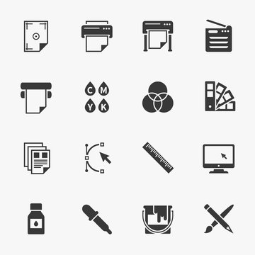 Vector set of printing icons