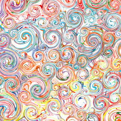Abstract rainbow curved stripes color line art swirl pattern vector background