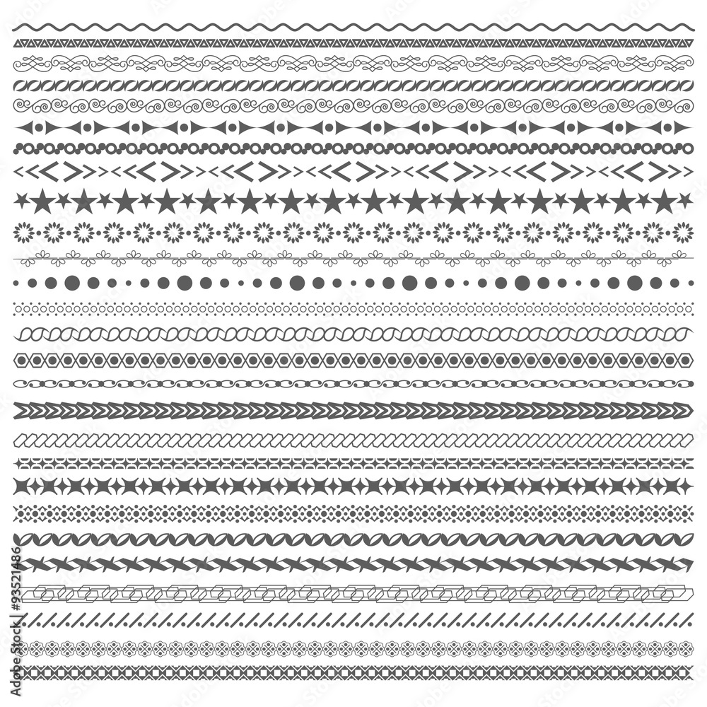 Poster simple horizontal geometric dividers and borders vector set