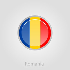 Fototapeta premium Romanian flag button, vector illustration