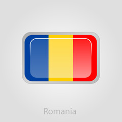 Fototapeta premium Romanian flag button, vector illustration