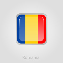 Fototapeta premium Romanian flag button, vector illustration