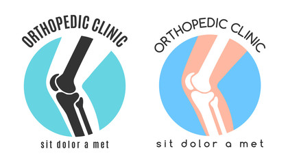 Knee joint bones vector logo for orthopedic clinics and