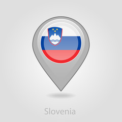 Slovenian flag pin map icon, vector illustration