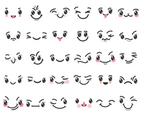 Cartoon kawaii emoticons