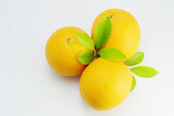 orange and drink on white background