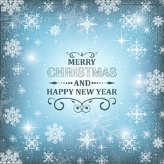 Christmas vector wallpaper background illuminated, snowflakes, snowfall, glitter and stars.