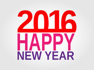 2016 Happy New Year greeting card with colorful text. Vector.