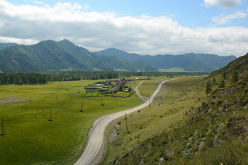 Altay mountain village road
