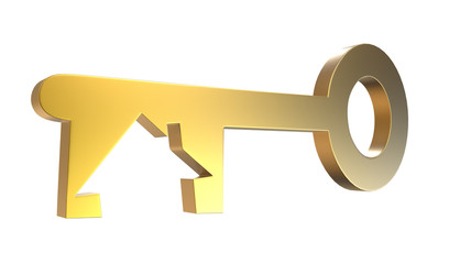 golden abstract design of house key as web icon 