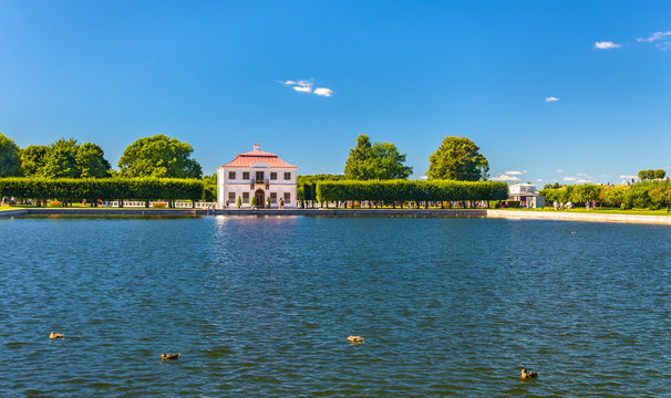 Great Marly Pond in Peterhof, Russia on August 15, 2015