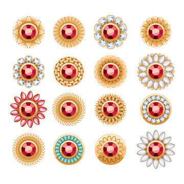 Elegant gemstones vector jewelry decorations set.