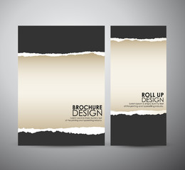 Abstract Torn paper brochure business design template or roll up. Vector illustration