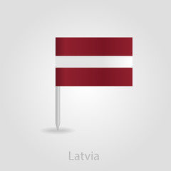 Latvian flag pin map icon, vector illustration