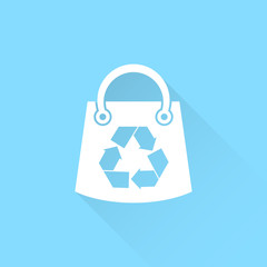 Shopping bag with recycle sign vector icon.