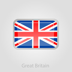 United Kingdom flag button, vector illustration