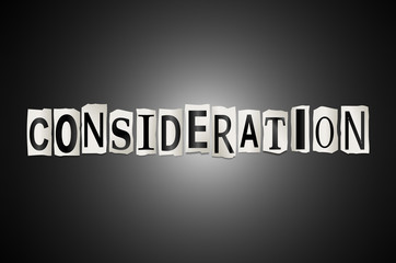 Consideration concept.