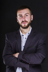 Business men portrait on a dark background