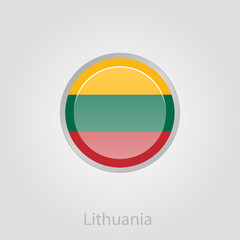 Lithuanian flag button, vector illustration