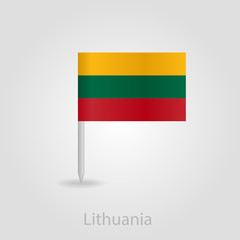 Lithuanian flag pin map icon, vector illustration