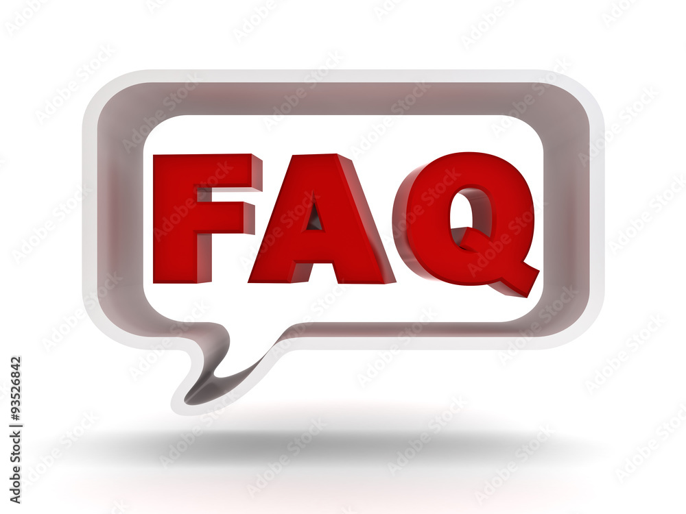 Poster frequently ask question concept, word faq in speech bubble on white background