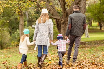 Obraz premium Rear view of a young family