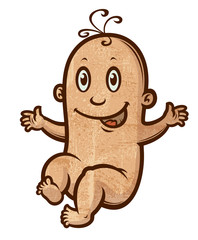 Illustration of newborn little smiling baby, vector