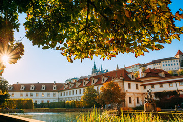Fototapeta premium The facade of the palace and portion of the Wallenstein Garden w