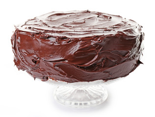 delicious chocolate cake isolated on white