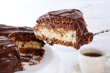 chocolate biscuit on white background